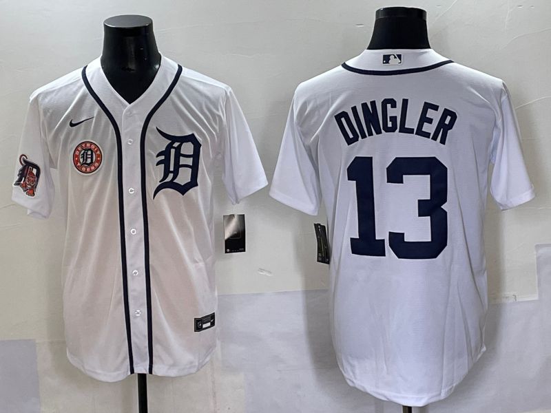 Men 2025 Detroit Tigers #13 Dingler White Game Nike MLB Jersey style 10->detroit tigers->MLB Jersey
